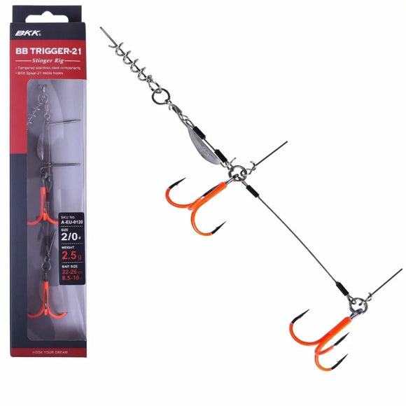 Montagematerial haken hakensysteme bkk bb trigger 21 uvo orange stinger rig 1 fischefischen