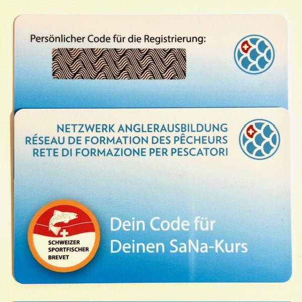 Schweizer Sportfischer Brevet, deutsch SaNa mit 127 Seiten, Code-Karte