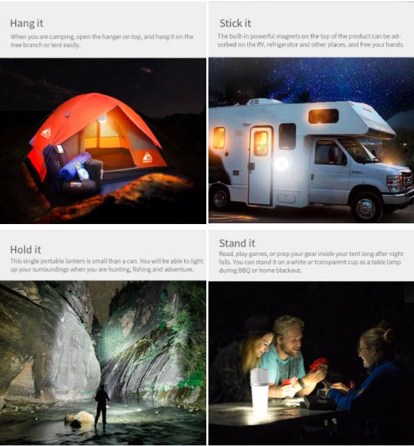 Camping Lampe mit integrierter Lithium Powerbank, multifunktional