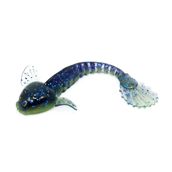 Raubfisch Bonbon Glitter Kaulquappe Gummiköder 90mm, blau-hellblau