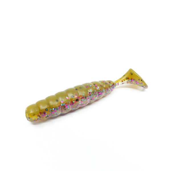 Raubfisch Bonbon Maggot Shad Gummiköder, Braun-Glitzer