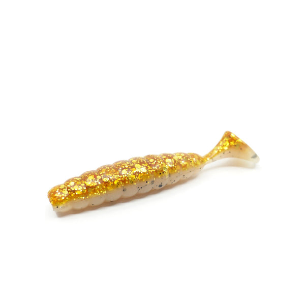Raubfisch Bonbon Maggot Shad Gummiköder, Gold-Glitzer