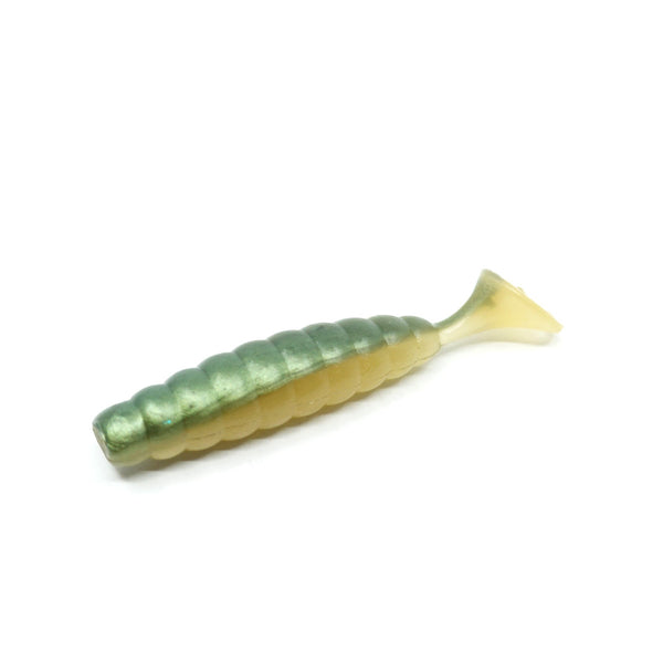 Raubfisch Bonbon Maggot Shad Gummiköder, Gruen-Weiss