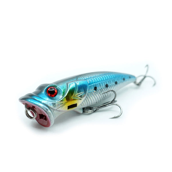 Raubfisch Bonbon Shiny Big Mouth Popper, 65mm. Blau-Silber