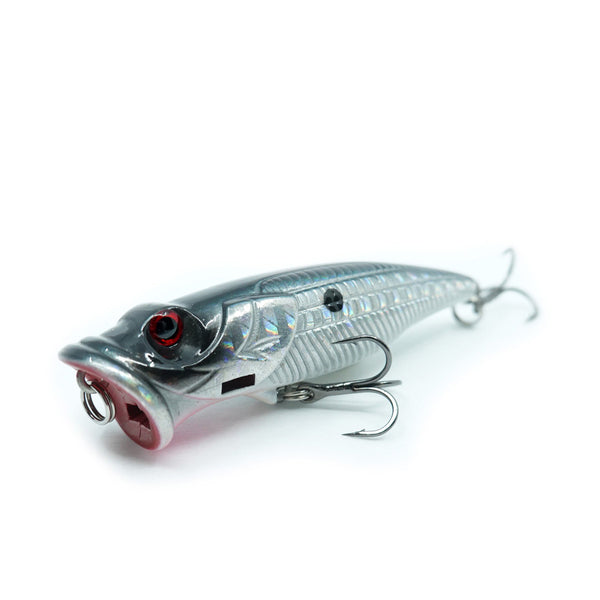 Raubfisch Bonbon Shiny Big Mouth Popper, 65mm. Schwarz-Silber