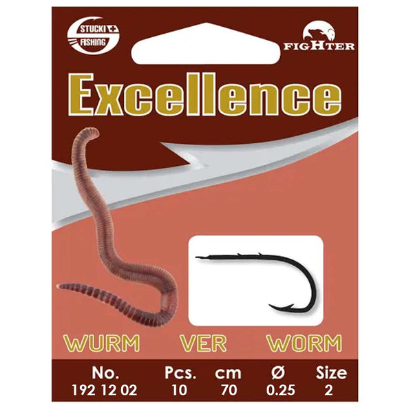 Stucki Fishing Montierte Haken Excellence Worm 70cm Gr. 2