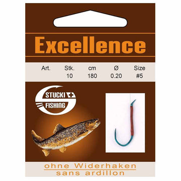 Stucki Fishing Excellence geleimte Haken ohne Widerhaken 180cm, 10er-Pack