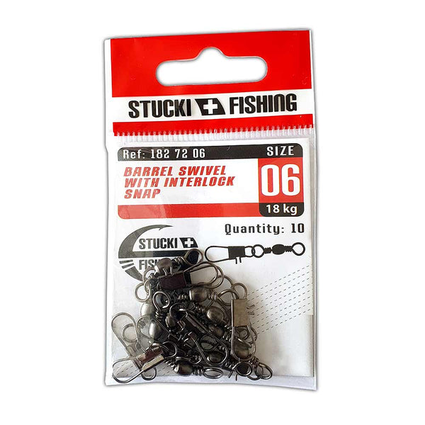 Stucki Fishing Barrel Swivel with Interlock Snap, 10er-Pack, Grösse 06