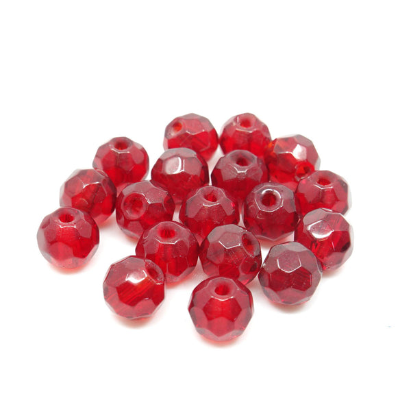 Glas Perlen facettiert rot, Multi-Pack